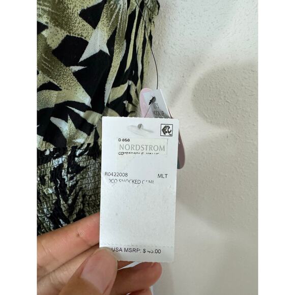 Volcom Smocked Palm Leaf Cami Tank Top XS NWT - Picture 5 of 6